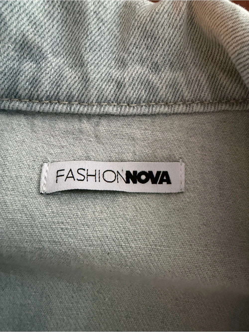 Fashion Nova Light Wash Distressed Denim Jacket